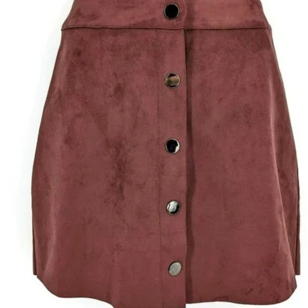 Naked Zebra faux suede skirt - chocolate brown/red